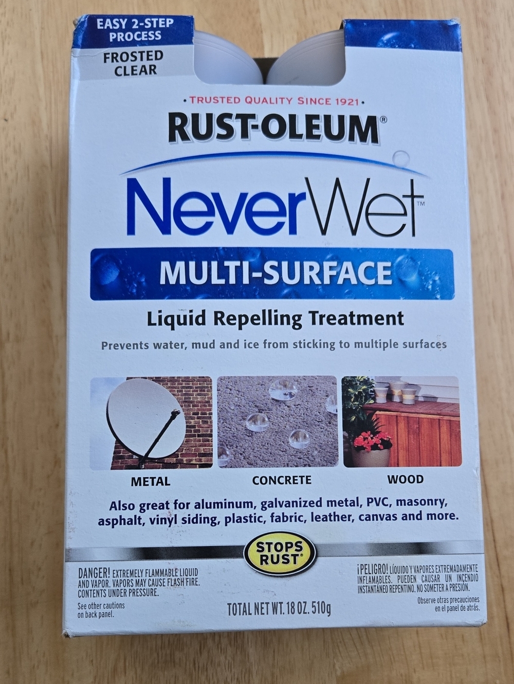 Rust-oleum ⁷NeverWet Multi-Surface Liquid Repelling Treatment - Frosted Clear